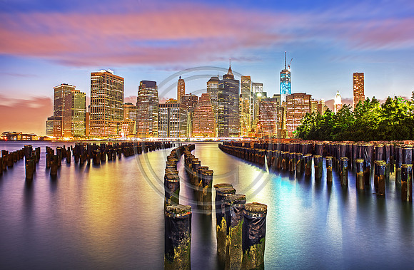 Manhattan, New York, Mid town, Downtown, Hudson River; Piers; Night